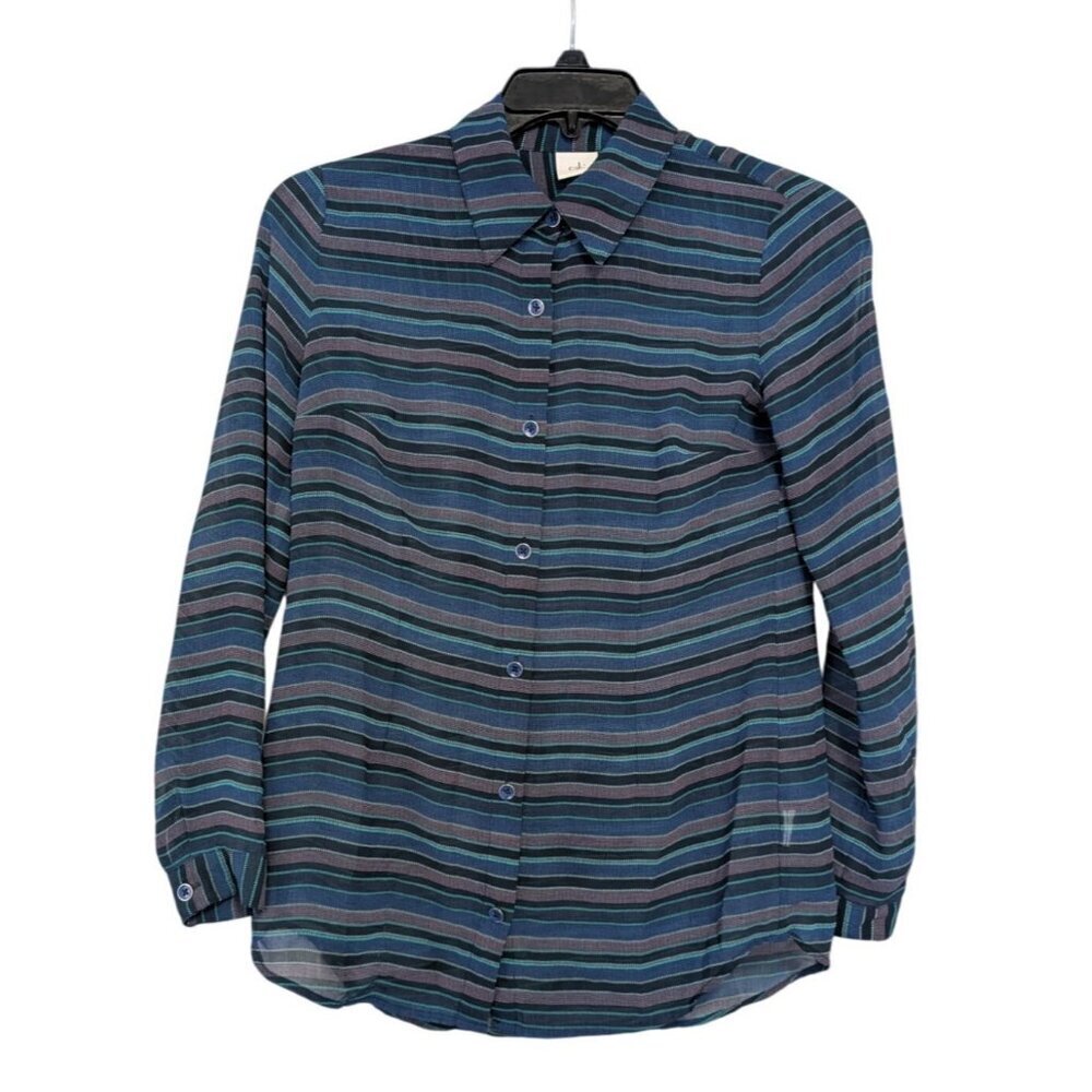 Cabi Alex Limited Edition Blouse Blue Stripe Shirt 3330 Split Back Women Size XS